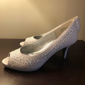 Gently used silver gemstone heels